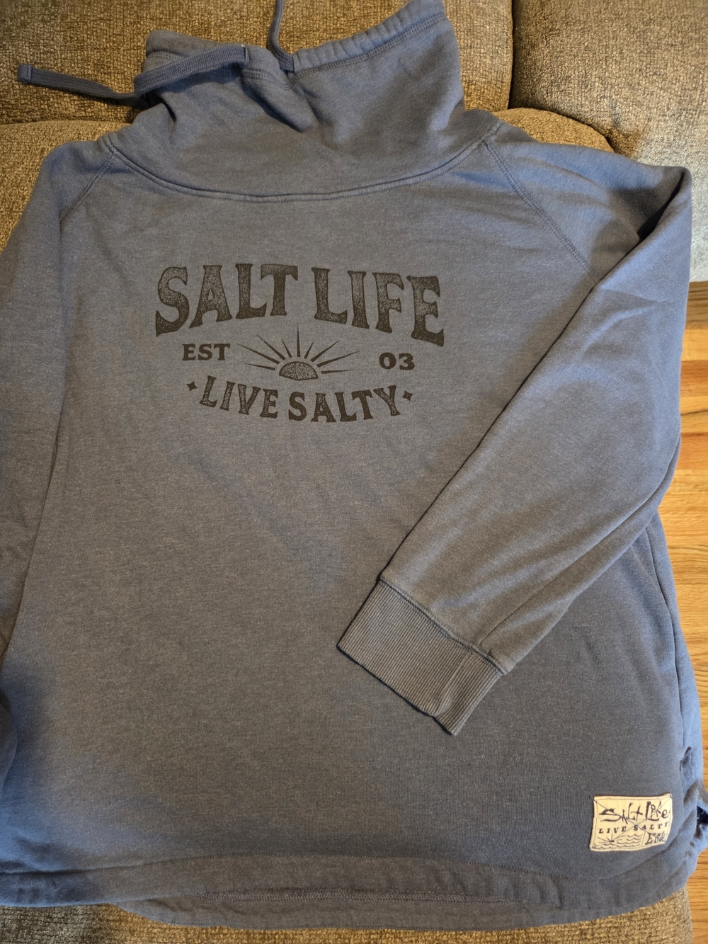 Salt Life Blue Crewneck Sweatshirt with Black Logo